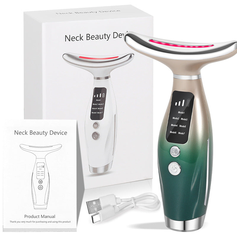 Popular export neck massager with red and blue light for lifting and facial massage, a mini iron-like beauty device sourced directly from the factory.