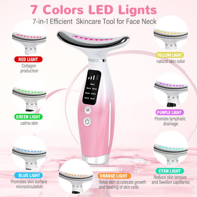 Popular export neck massager with red and blue light for lifting and facial massage, a mini iron-like beauty device sourced directly from the factory.