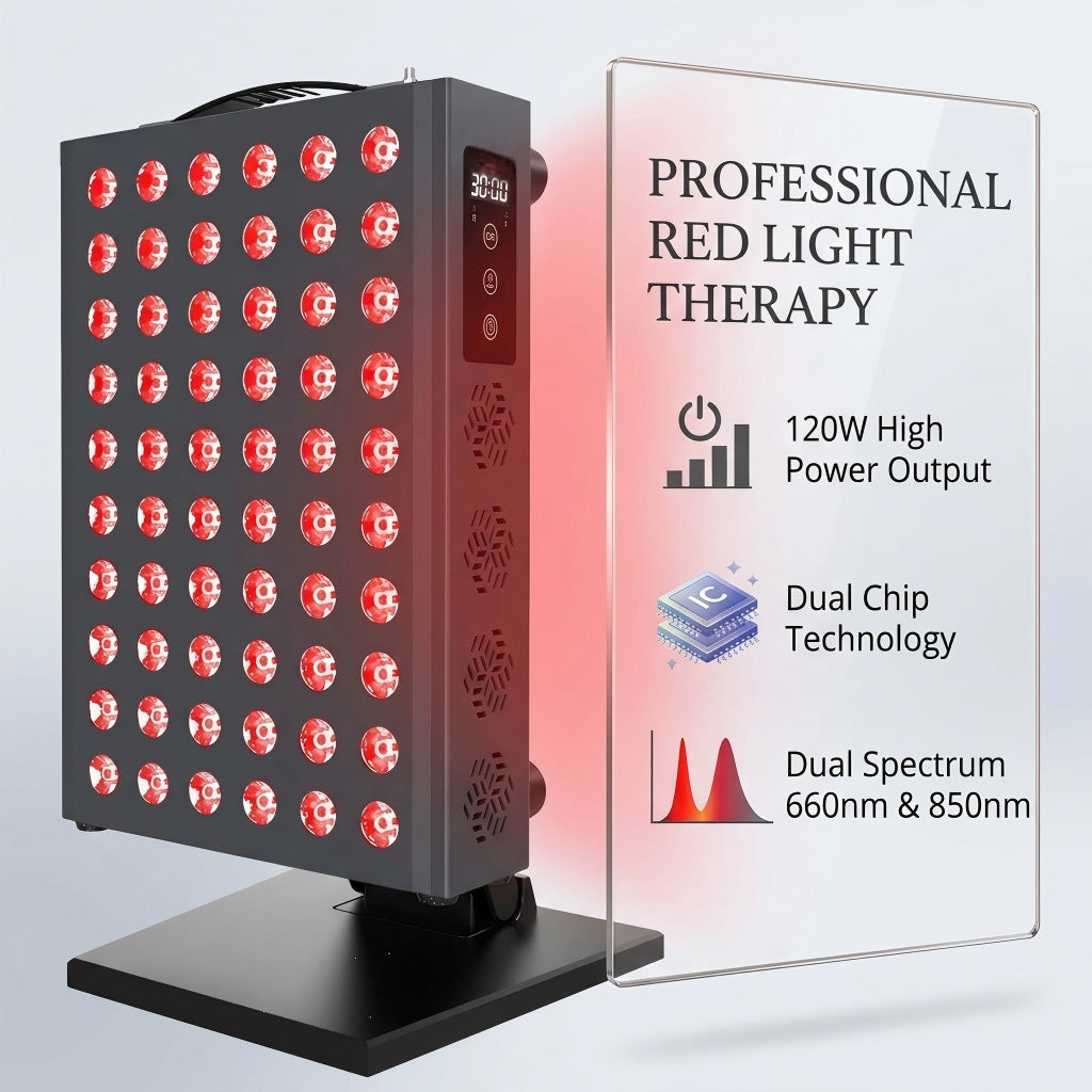 Red light therapy lamp, desktop LED beauty lamp, infrared therapy lamp, adjustable dimming far-infrared home use.