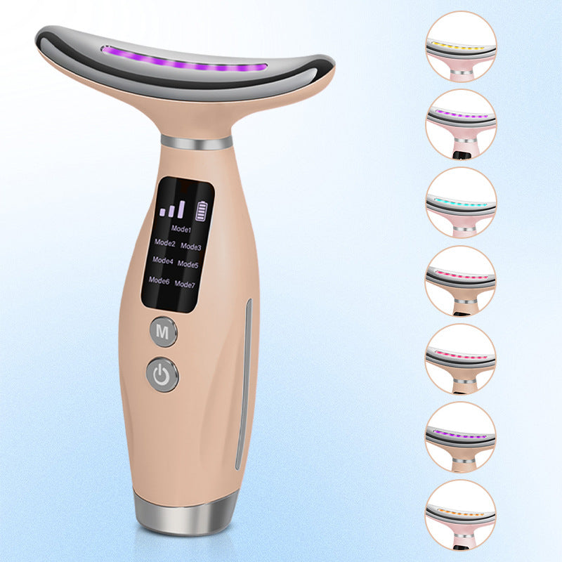 Popular export neck massager with red and blue light for lifting and facial massage, a mini iron-like beauty device sourced directly from the factory.