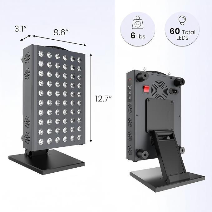 Red light therapy lamp, desktop LED beauty lamp, infrared therapy lamp, adjustable dimming far-infrared home use.