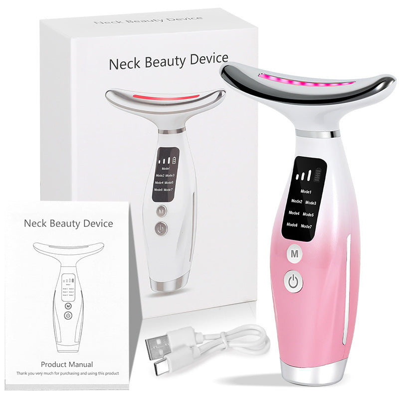 Popular export neck massager with red and blue light for lifting and facial massage, a mini iron-like beauty device sourced directly from the factory.
